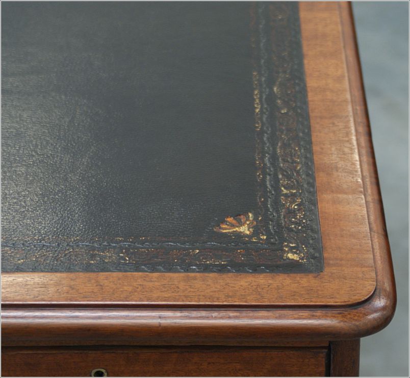 1013 Antique Victorian Mahogany 18 Drawer Partners Desk (11)